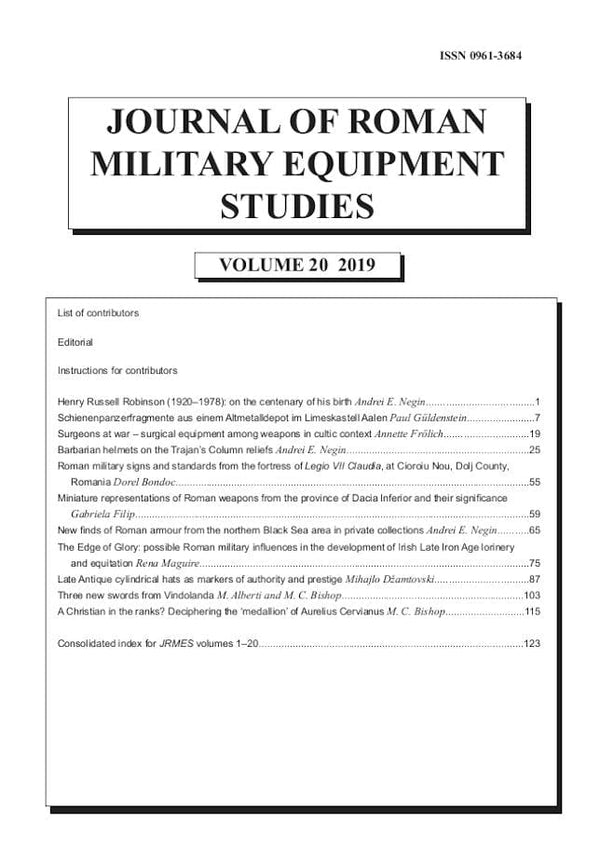 Journal of Roman Military Equipment Studies - Volume 20 (2019)-The Armatura Press