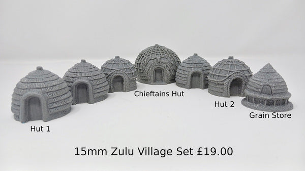 28mm and 15mm Zulu huts - Karwansaray Publishers