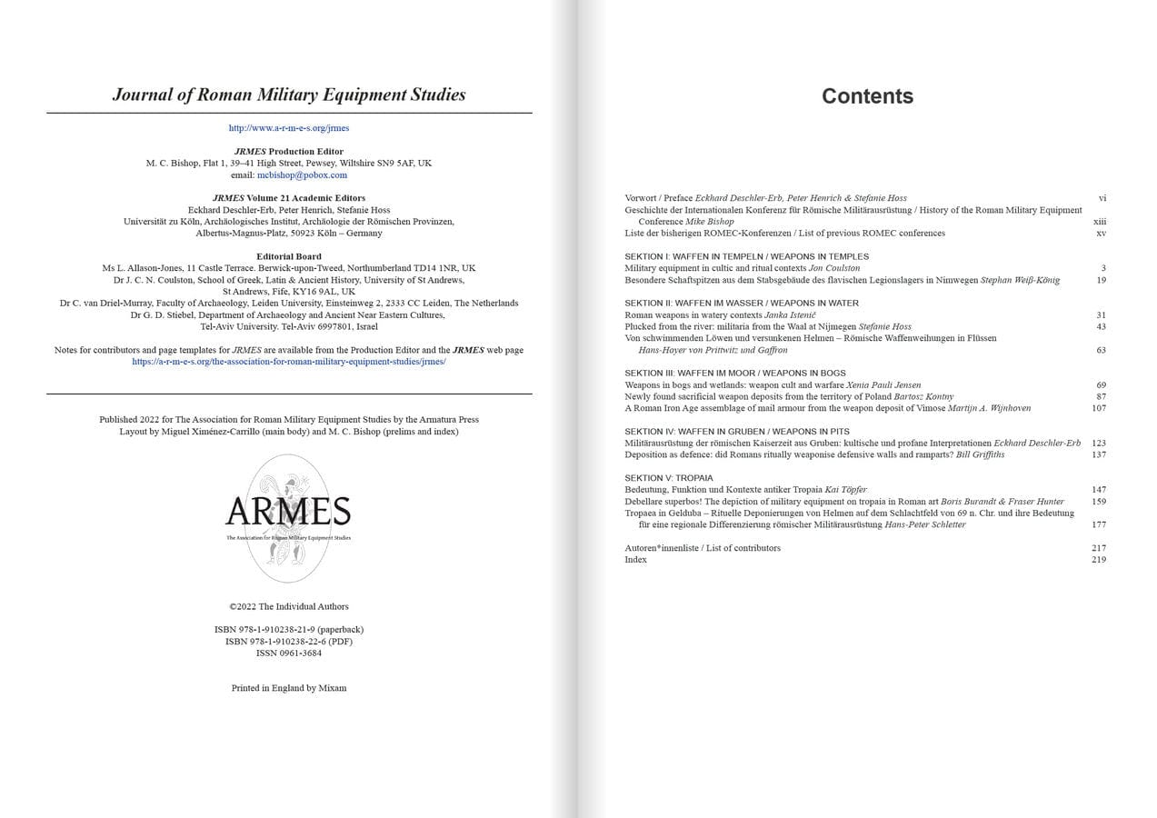 Journal of Roman Military Equipment Studies - Volume 21 (2020)-The Armatura Press