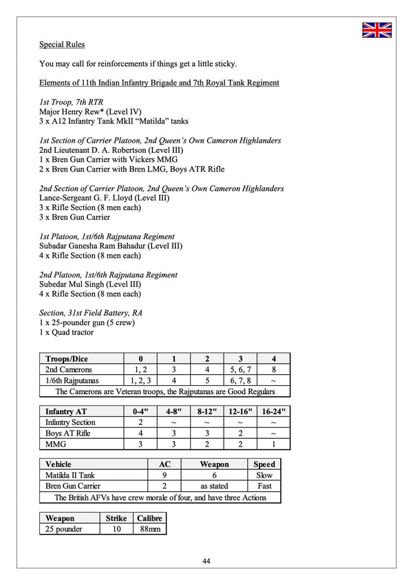 TooFatLardies Digital wargames rules Operation Compass